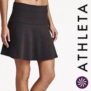Athleta Black Charcoal Circle Side Zip Ponte Twill Mini Skirt Size 4